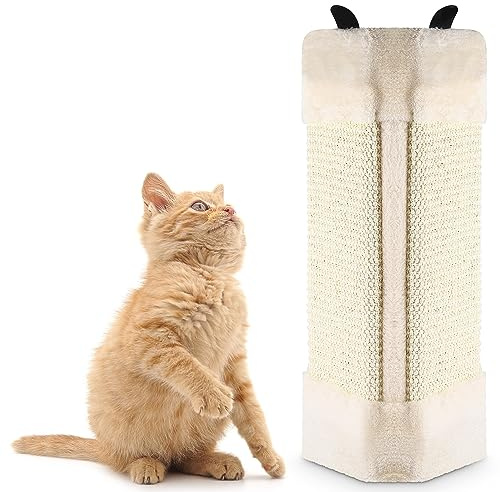 KingSaid 2STK Ecke Kratzbrett 45×25cm Kratzmatte Katze Katzenkratzmatte Sisal Kratzpappe Wand Kratzschutz Sofa Katzenkratzbrett Faltbar Katzenkratzbretter mit Plüsch Wandkratzbrett für Schützt Möbel