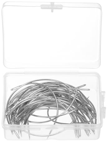 sourcing map 50 agujas curvadas de 3 pulgadas tipo C, agujas de coser para hacer pelucas, tapicería, ojo grande para alfombras, cuero, lona, reparación, bloqueo de tejido