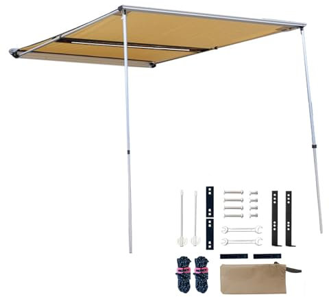 LYUCAYHQ Dachzelt mit LED-Licht, Dachträger Markise, SUV-Markise für Camping, Einziehbares Wasserdichtes Zelt für Auto/SUV/LKW/Van (Size : 160 x 250 cm(63in x 98in))