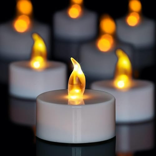 Candlium Teelichter, batteriebetrieben, LED-Teelichter, flammenlose Kerzen, über 200 Stunden, flackernde künstliche Teelichter für süßeste Tage, Hochzeit, Heimdekoration, Party (warmes Gelb, 100 Stück