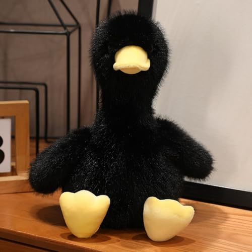 champracer Kuscheltier Ente, Nachahmung Nerz Plüschtier Ente, Duck Plüschtier, Niedliche Plüsch Ente, Flauschiges Ente Stoffpuppe, Geschenk für Kinder (30cm,Schwarz)