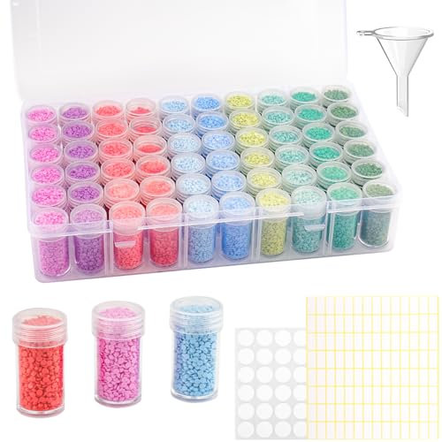 benlidoner 60 Slots Diamond Art Storage Box Kit Portable Diamond Art Accessories Transparent Bead Storage Box with Labels and Funnel for Diamond Organization
