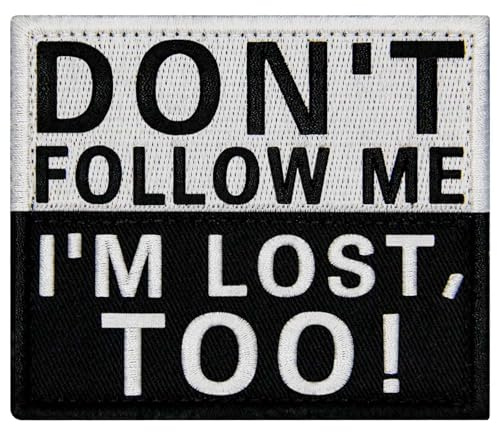 EmbTao 'Don't Follow Me I'm Lost Too' lapp broderad rolig motorcykelemblem fästkrok och ögla emblem