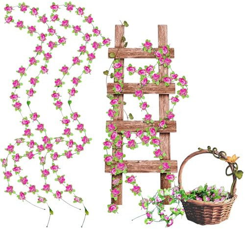 Künstliche Blumen, 2PCS Blumengirlande deko, Blumengirlande Künstlich Violett, Girlande blumen, Künstliche blume girlande, Blumengirlande für Tür, Hochzeit, Party, Wand, Heimdekoration, lang 2.2M