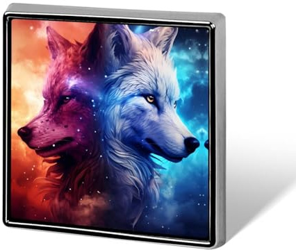 Wolf im Galaxiehimmel, bedruckt, quadratisch, Brosche, Anstecknadel, Knopf, Anstecknadel, Krawatte, Dekoration für Männer und Frauen, Rucksack
