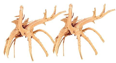 Happyyami 2pcs Natural Driftwood for Aquarium Decoration Lifelike Rhododendron Roots for Fish Tank Stable Base Random Shape for Enhancing Aquatic Landscapes
