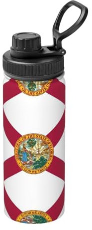 Florida State Flag - Bottiglie d'acqua isolate da 510 ml, in acciaio inox con coperchio con beccuccio, bottiglie d'acqua da viaggio