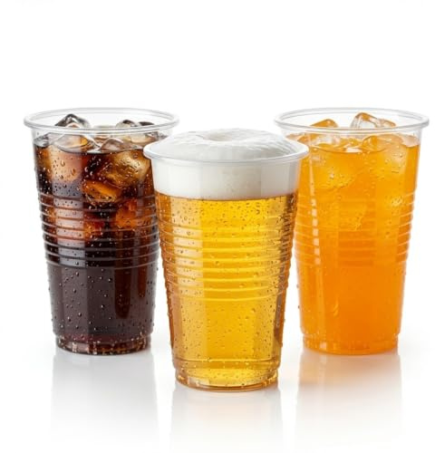 KURTT, Einweg Plastikbecher 200ml - Trinkbecher, Einwegbecher optimal geeignet für Camping, Picknick oder Festival - Kunststoffbecher verwendbar als Camping Becher, Party (1000, Transparent)
