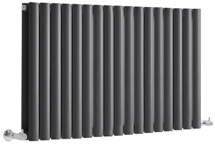 MILANO Anthracite Horizontal Double Oval Panel Radiator 600 x 1000mm