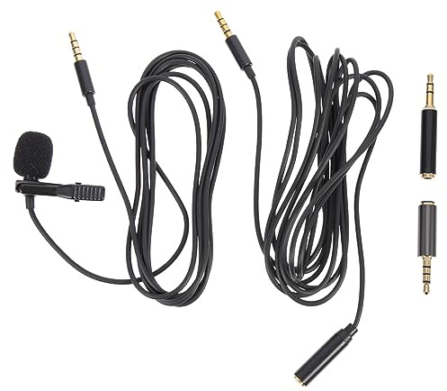 Mipcase Kit Micro D’Enregistrement Professionnel Omnidirectionnel 2 Pièces pour Smartphone Et Ordinateur, Accessoires Inclus, pour Interview Et Vlog, Design Métallique Couleur, Câble D’Extension 2 m