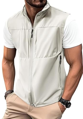 Oanviso Gilet da Lavoro Multitasche Smanicato Uomo Estivo Leggero Sportivo Cargo Comodo Asciugatura Rapida Giacca Softshell Trekking All'aperto Pesca Fotografi