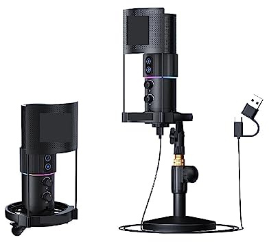 Kit de tarjeta de sonido, Micrófono de grabación USB STA-U2D, micrófono Podcast for ordenador for PC/PS4/Mac, cuatro patrones de recogida for voces, juegos(Black2)