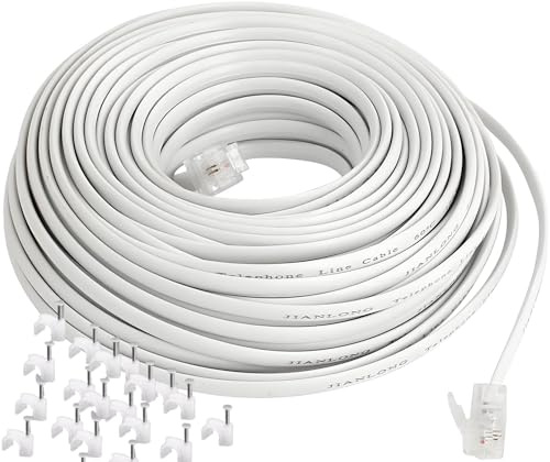 ZHHSUNY 60metri 6P2C - Prolunga telefonica modulare RJ11 per ADSL Presa telefonica Cavo Telefonico Fisso