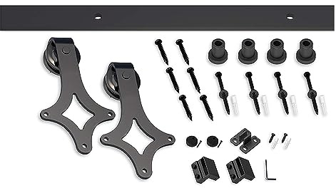 Barn Door Sliding Kit, Carbon Steel Rhombus-Shaped 4-16FT Sliding Barn Door Hardware Kit, Hanging Rail System Set for Single Door(6FT 1830mm)