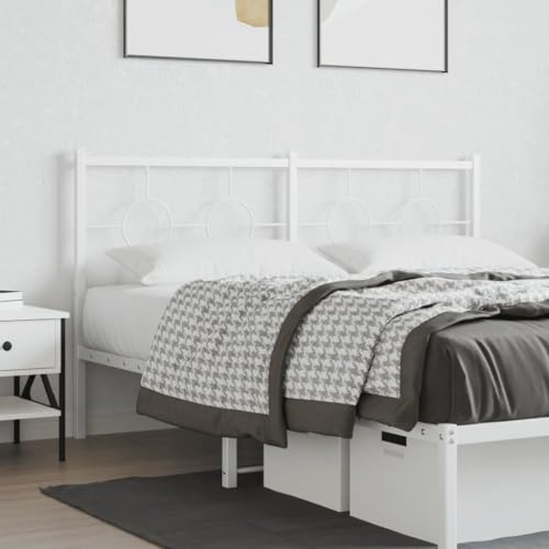 MOBCANT Kopfteil Metall Weiß 160 cm, Bed headboard Bett rückwand Wandkissen Bett wandpolster Geeignet für Boxspringbett Bettgestell Bed Bettrahmen
