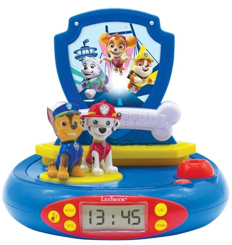Lexibook, Paw Patrol, Projektor-Radiowecker, RP500PALXB | Nachtlicht, Deckenprojektion, Soundeffekte, Blau/Rot