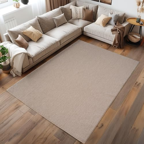 HomebyHome Teppich 120x170 cm Beige Einfarbig Bouclé Schlingenflor Skandi Stil Modern Superweich Robust Pflegeleicht für Wohnzimmer Schlafzimmer Esszimmer Kinderzimmer Jugendzimmer