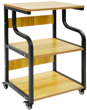 Soporte para impresora de 3 pisos con ruedas, carro de impresora de metal, mesa de impresión móvil con 3 niveles, capacidad de carga de 80 kg, para casa, oficina, estudio, 50 x 40 x 74,5 cm (color