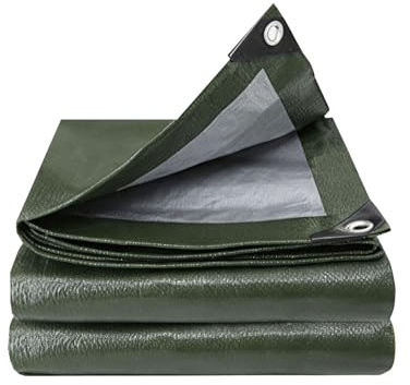 Telone Impermeabile 390 x 500 cm UV Antistrappo Impermeabile Antipioggia e Antivento Copertura Esterna Fissaggio Facile con Occhielli per Giardino, Campeggio, Capanno, Army Green