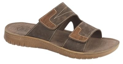 Urban Jacks Men's Comfort Slide Sandals, Faux Leather, Hook and Loop Closure, Summer Casual Mules (Brown/Tan, UK Footwear Size System, Adult, Men, Numeric, Medium, 11)
