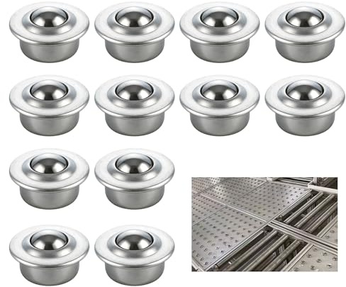 12 Stück Kohlenstoffstahl Kugelrollen, Universal Metall Kugellager Kugel, 15 MM Kugelrollen mit Stahlkugel Rollenlager, ür Schwerlastanwendungen, 360° Drehbar, Leise und Langlebig