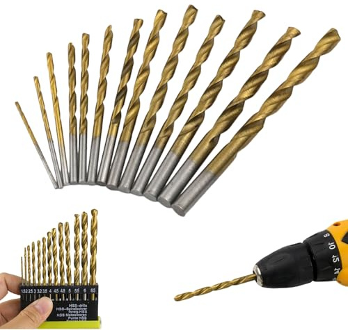 Whispern Cloud M35 Cobalt Drill Bit Set, 13 Piece 1.5mm-6.5mm HSS Titanium Coated Twist Drill Bits, 135° Self Centering for Metal Wood Plastic DIY Home Repair