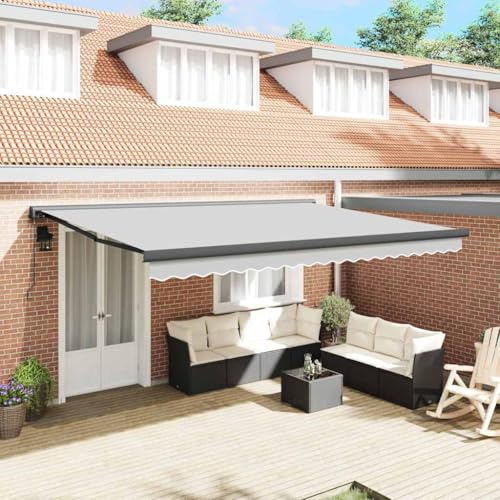 Klemmmarkise Markisenstoff,Markise Anthrazit 4 × 3 m Metall,Für Terrasse Balkon Outdoor,Montage Erforderlich