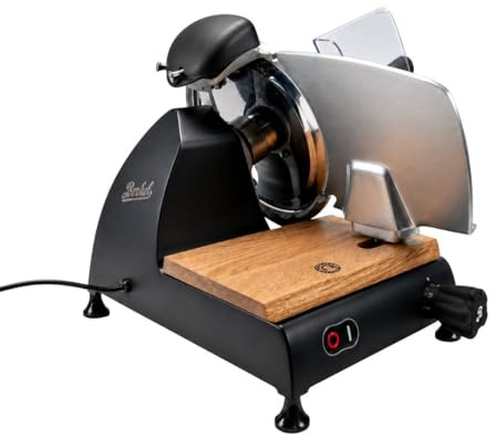 Berkel Red Line 250 Aufschnittmaschine schwarz matt – Profi-Allesschneider mit 25 cm Klinge, präziser Feinschnitt für Wurst, Schinken, Käse & Brot, kompakte Design-Schneidemaschine