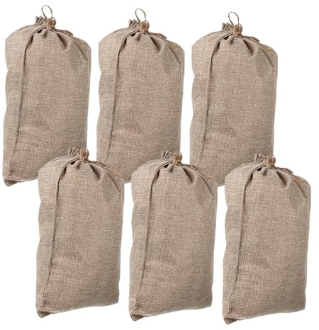 CIYODO 6 Sacchetti in Iuta con Coulisse 20X30Cm per Conservazione Verdure Riutilizzabili Sacchetti per Ortaggi e Alimentazione Animale per Stoccaggio Cibo