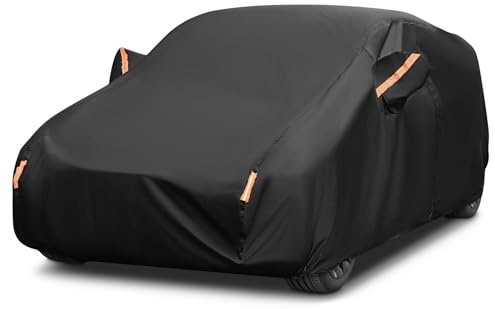 Waterproof Car Cover for Outside Storage,Premium All Weather Protection Against Rain, Snow, UV, Dust, Hail,Fits Saloon/Hatchback 163-177/415-450cm With Cotton