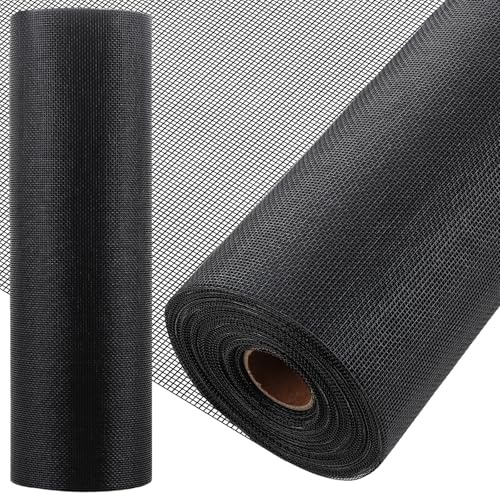 CYEER 2 Rolls Insect Mesh Roll for Vents and Windows, 20cm x 30m Black Fiberglass Fly Screen, Durable Window Mesh Netting for Roof Joints and Soffit Protection