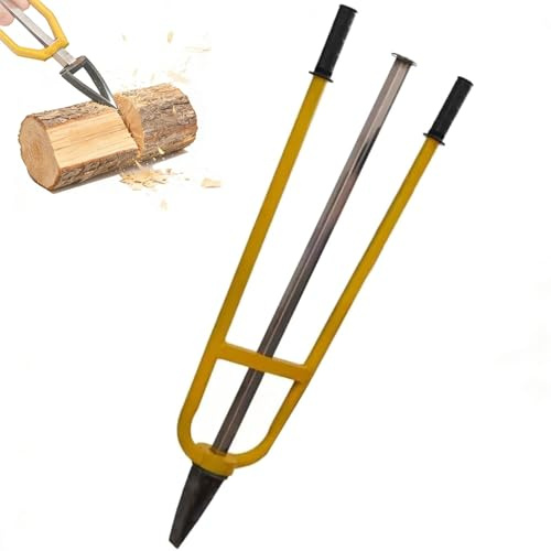 Separador manual de madera, divisor de troncos de mano con poste liso y asas ergonómicas para leña, camping y uso al aire libre
