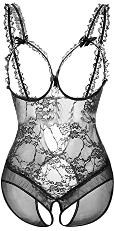 Sexiga damunderkläder babydoll spets set öppen nätbody justerbara remmar förförelse med tanga present A64