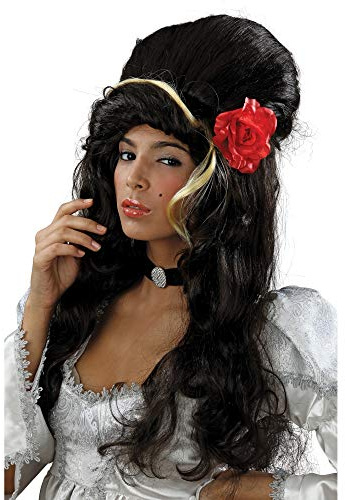 Bristol Novelty BW680 Beehive Black with Rose Wig | for Women, One Size