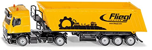 siku 3537, LKW mit Muldenkipper, 1:50, Metall/Kunststoff, Gelb, Kippbare Mulde