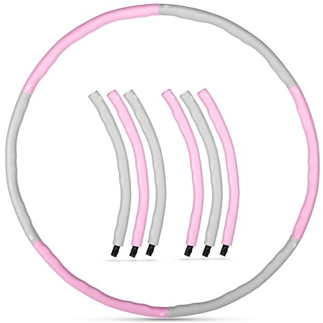 Gymtek Hula Hoop Fitnessreifen mit Massage-Noppen – Faltbarer Bauchtrainer für Home Workout, Massage Hula Hoop Ø 100 cm, 6-teiliger Fitness Reifen mit Eva-Schaum & Neoprenbeschichtung