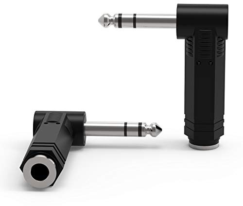 Ancable 1/4 6,35 mm rechtwinkliger Stereo-Stecker auf 6,35 mm Stereo-Buchse 2-Pack