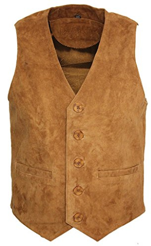 Infinity Leather Männer Ziege Wildleder Klassisch Smart Bräunen Leder Weste 4XL
