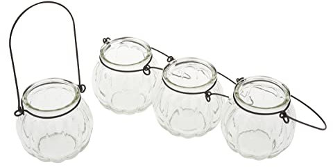 VBS Photophore en verre avec anse, 4 pièces