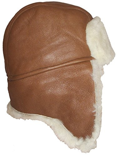Felltrade Herren Lammfell Schaffell Fliegermütze Chapka Bomber Hut