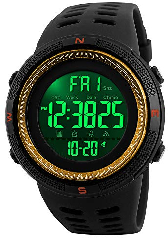 Orologio sportivo digitale da uomo, stile militare, impermeabile, cronometro, conto alla rovescia, data e allarme