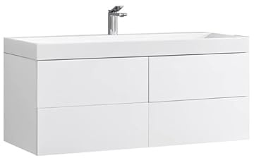 StoneArt Badmöbel Set mit Mineralguss Waschbecken Waschschale Aufsatzwaschbecken und Unterschrank Waschtisch Einzel- oder Doppelwaschbecken Brugge BU-1201 weiß 120cm