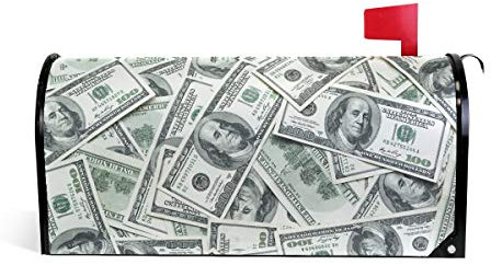 Linomo Magnetbriefkasten-Abdeckung US-Dollar-Gelddruck, Briefkasten-Abdeckung, für Zuhause, Garten, Hof, Außendekoration, für übergroße Größe 63,5 x 53,3 cm