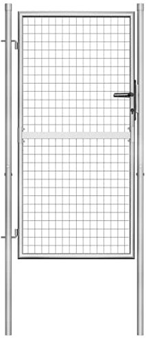 vidaXL Cancello per Giardino Patio Design Classico con Chiavi Robusto Antiruggine Ingresso Recinto Recinzione in Acciaio Zincato 105x200cm Argento