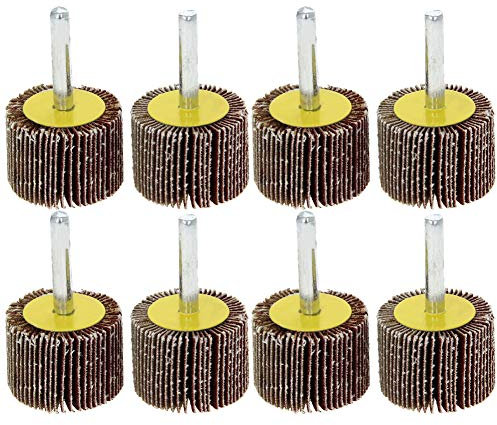 Utoolmart Schaftmontierte Lamellen-Räder mit Spanndorn mit 35 mm Schleifkopf, Schleifmittel, Schleifscheibe, Polieren, Rotationszubehör-Set zum Schleifen, 8 Stück