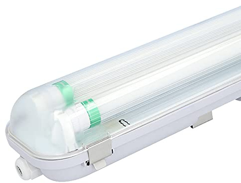 HOFTRONIC - LED-Feuchtraumleuchte 60 cm 3000K 18W 2880lm 160lm/W Inkl. flimmerfreie LED Röhren verlinkbar Werkstattlampe IP65 Wasserfest Wannenleuchte kellerleuchte Doppel