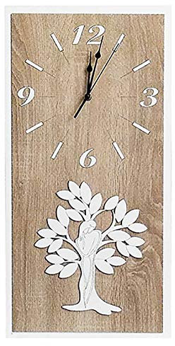 Noah idee & design Orologio da parete linea Albero della vita. In legno con meccanismo continuo, misure cm. 30x60