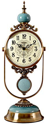 Reloj de Péndulo Reloj de escritorio silencioso de la mesa del swing de escritorio con procesos de cobre y cerámica hacen todo el reloj del soporte elegante y clásico Decorativo Reloj de Pared
