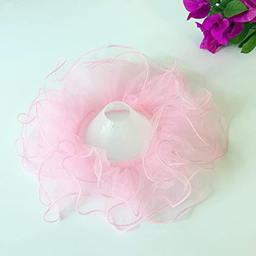 6 Stück 4 Schichten gewelltes Netzgarn Spitze Bouquet Kragen DIY Bouquet Halter Hochzeit Brautstrauß Clip Kragen Bouquet Dekoration Blumenstrauß Halter Blumenladen Hochzeit Zubehör (Pink)
