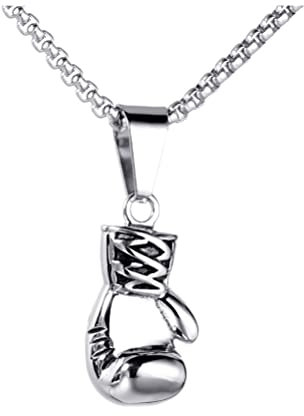 PAURO Herren 316l Edelstahl Einzelhandschuh Charm-Anhänger-Halskette Silber